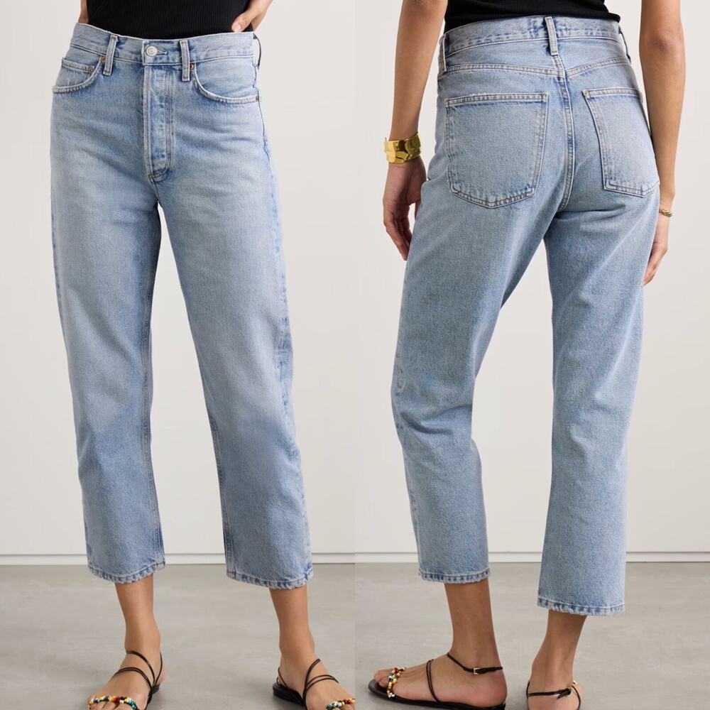 Agolde '90s Crop mid-rise straight-leg jean, size 25, Light blue, organic cotton